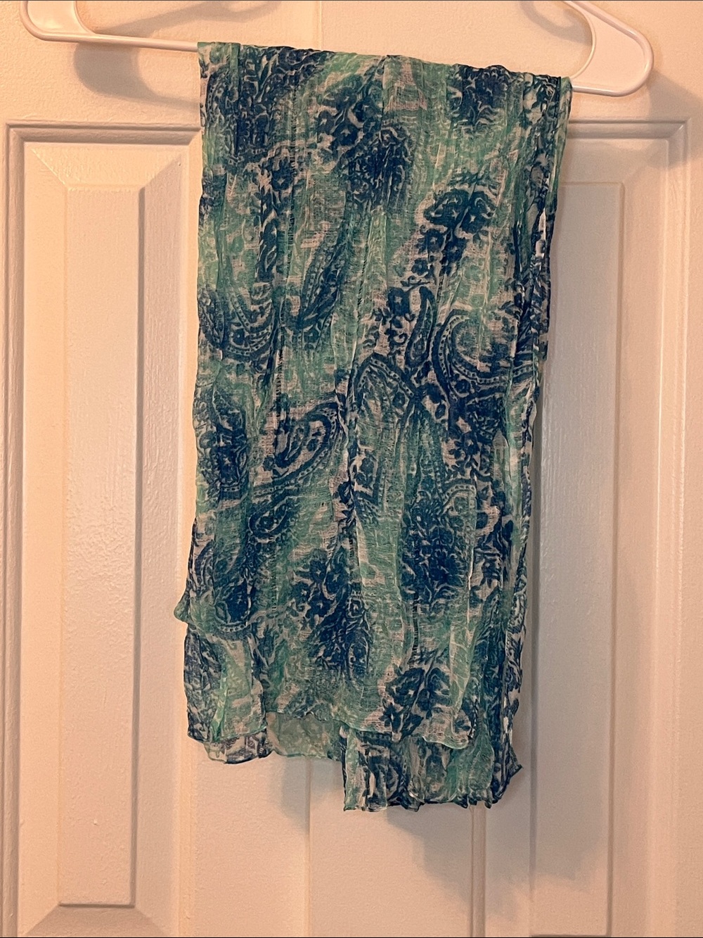 NWT Preston & York Blue Paisley Print Long Lightweight Scarf Made in Italy